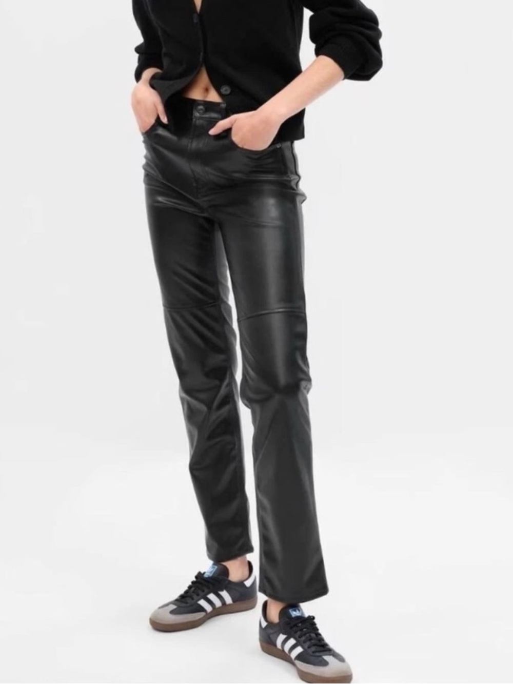 GAP High Rise Vegan Leather Cheeky Straight Pants